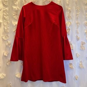 2HEARTS Red Bell Sleeve Shift Dress Women's Medium Christmas Holiday Outfit
